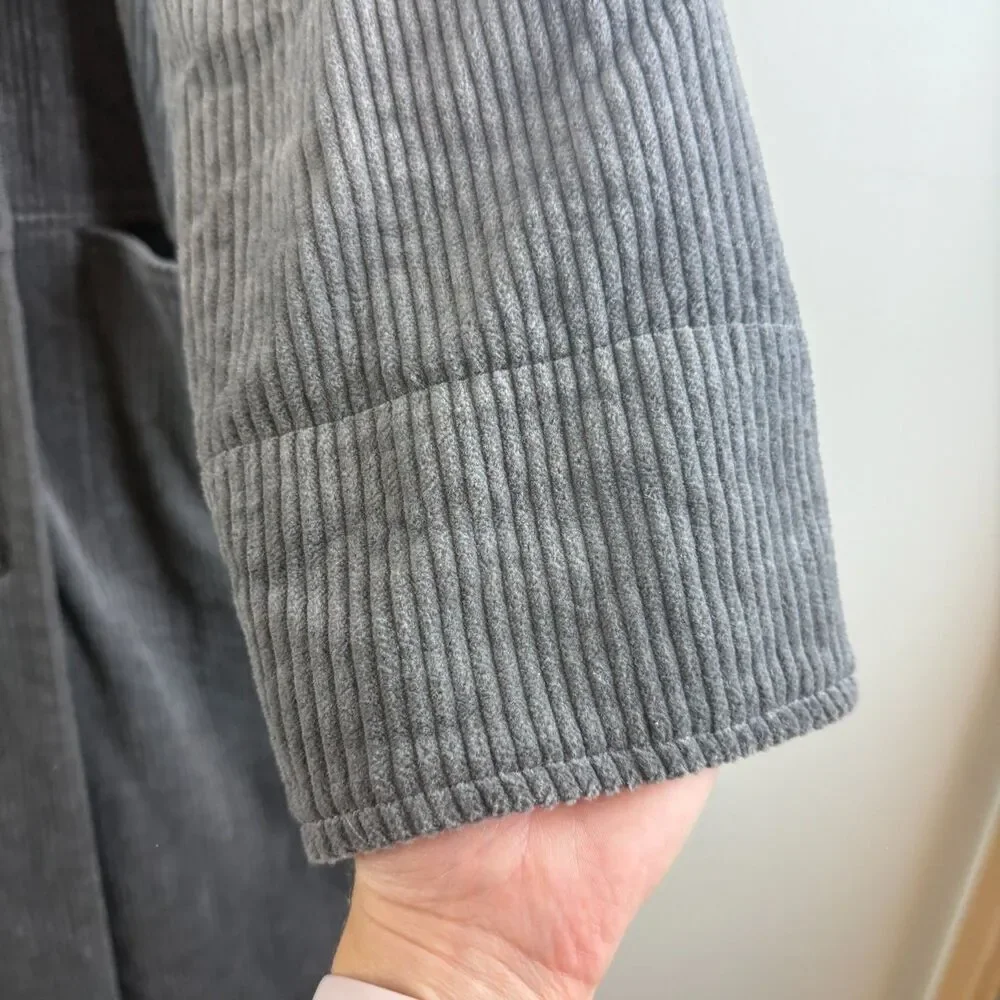 Gudrun Sjoden Gray Corduroy Coat Jacket Button Up Lagenlook Boho Size M - Picture 7 of 16